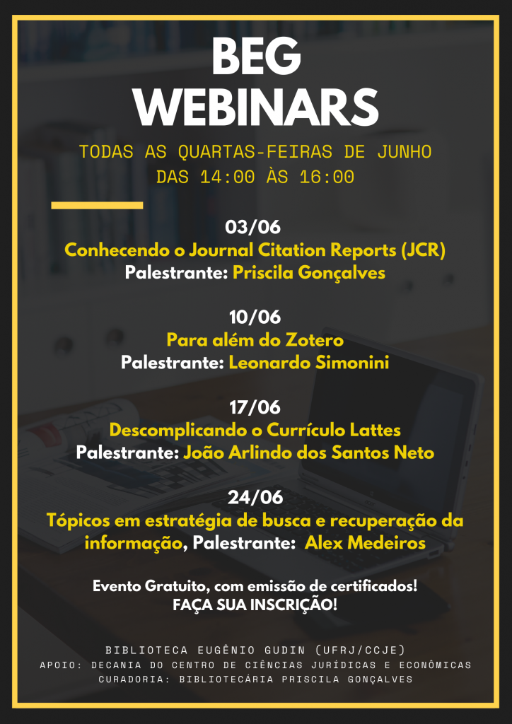 Cartaz 1º BEG Webinars