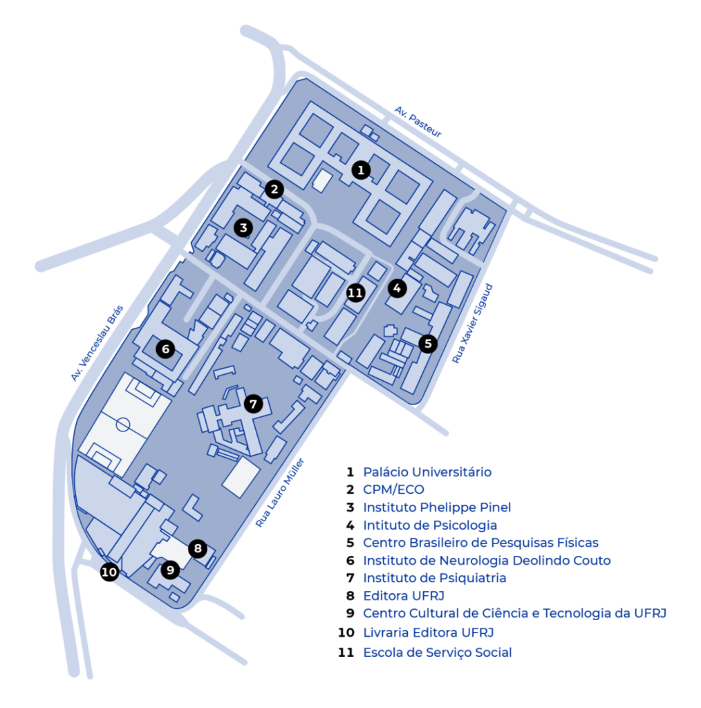 Mapa do campus da Praia Vermelha UFRJ